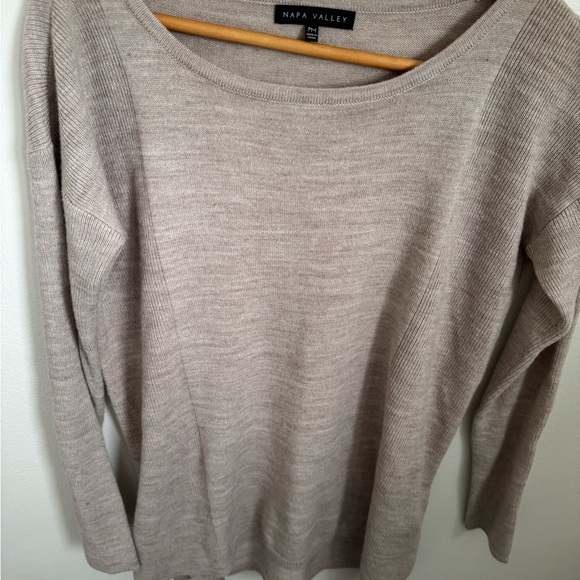 Napa Valley Cozy Beige Scoop Neck Knit High Low Sweater - Picture 7 of 8